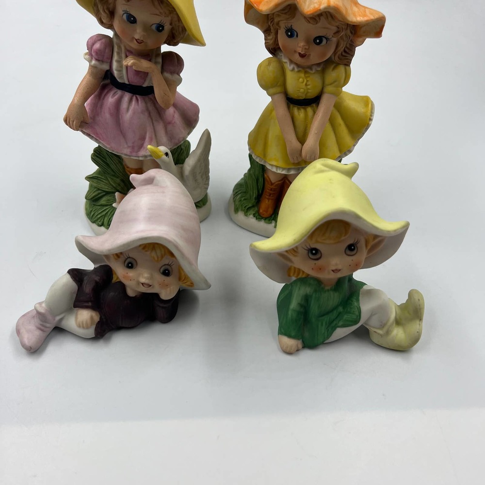 Vintage Flower Forest Fairy Lot 4 Ceramic Cottage Core Decor Figurines - Picture 4 of 8